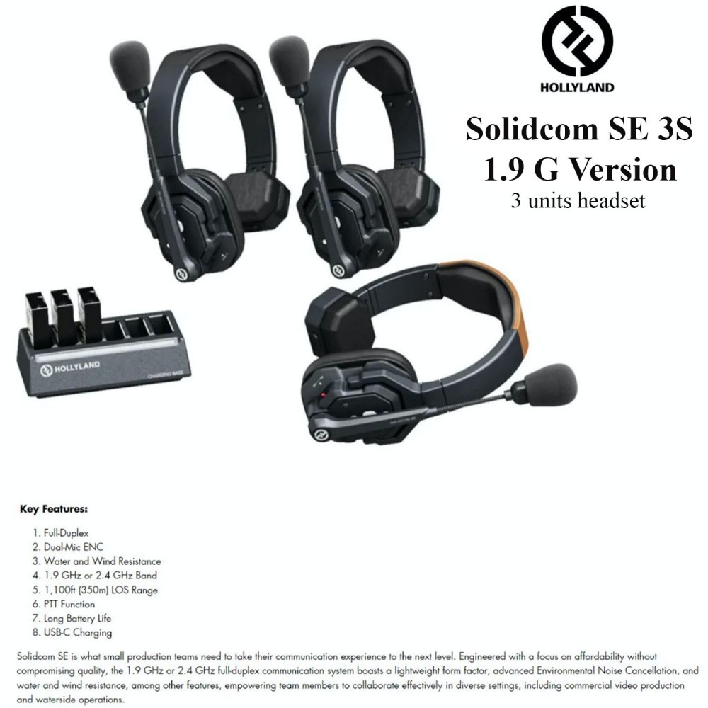Hollyland Solidcom SE Wireless Waterproof Headset Intercom System with Noise Cancellation (3 - 8 units) Hollyland Solidcom SE Wireless Waterproof Headset Intercom System with Noise Cancellation (3 - 8 units)