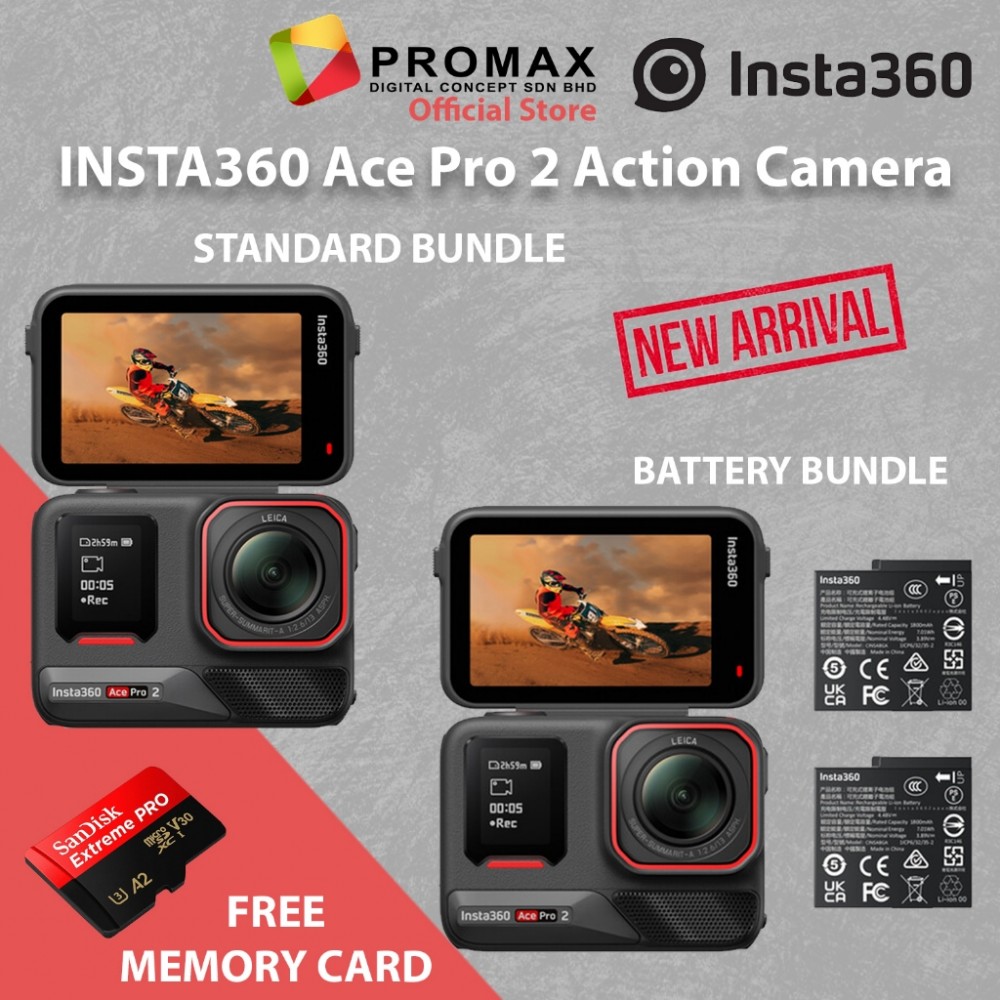 Insta360 Ace Pro 2 Action Camera Battery Bundle / Standard Bundle (Original Insta360) Insta360 Ace Pro 2 Action Camera Battery Bundle / Standard Bundle (Original Insta360)