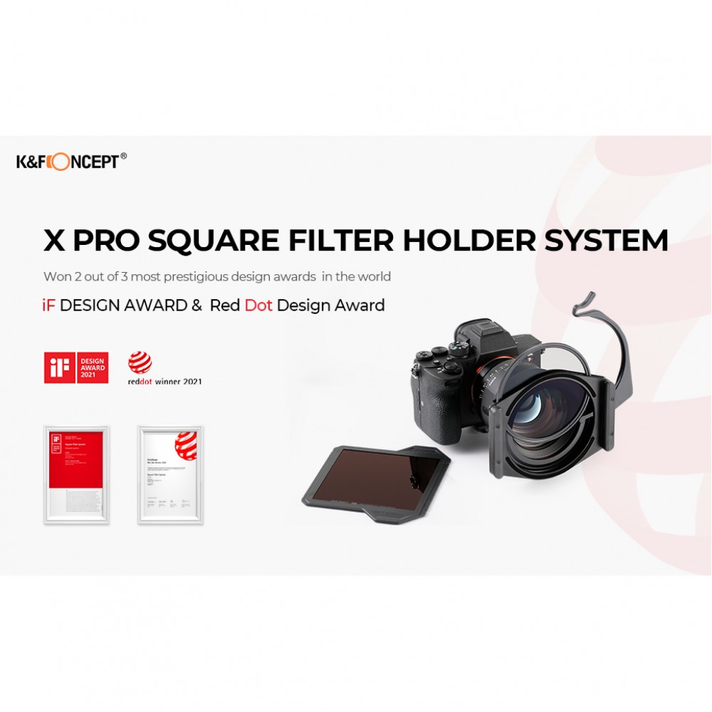 K&F Square Filter Holder System Pro Kit (Filter Holder + 95mm CPL + Square ND1000[10stops] Filter + 4 Rings