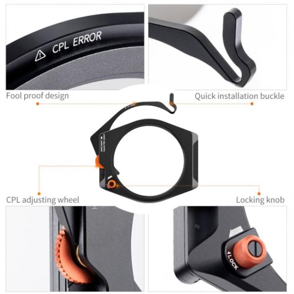K&F Square Filter Holder System Pro Kit (Filter Holder + 95mm CPL + Square ND1000[10stops] Filter + 4 Rings