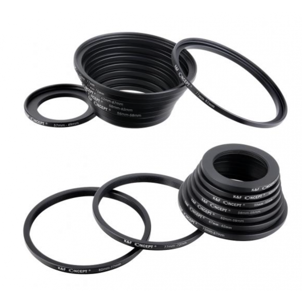 K&F 18 Pieces Filter Ring Adapter Set (SKU.0629) (Includes 9pcs Step Up Ring Set + 9pcs Step Down Ring Set) SKU.0629 K&F 18 Pieces Filter Ring Adapter Set (SKU.0629) (Includes 9pcs Step Up Ring Set + 9pcs Step Down Ring Set) SKU.0629