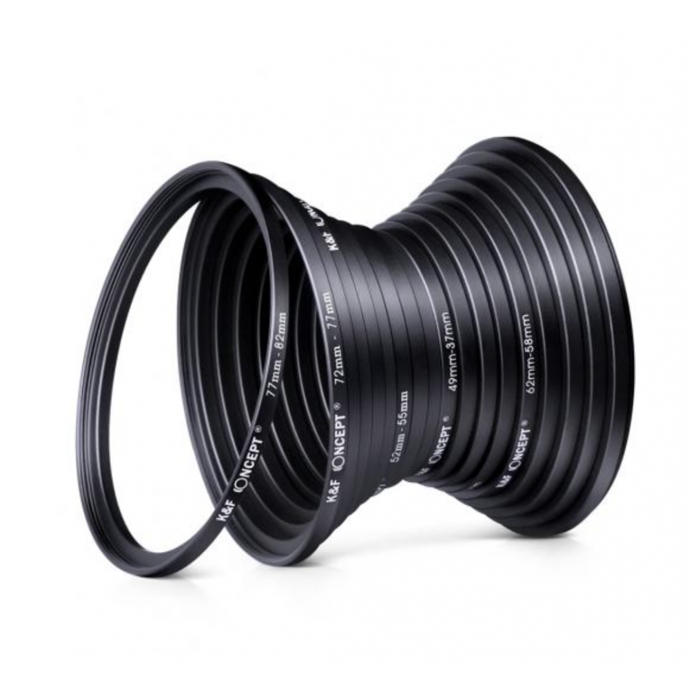 K&F 18 Pieces Filter Ring Adapter Set (SKU.0629) (Includes 9pcs Step Up Ring Set + 9pcs Step Down Ring Set) SKU.0629 K&F 18 Pieces Filter Ring Adapter Set (SKU.0629) (Includes 9pcs Step Up Ring Set + 9pcs Step Down Ring Set) SKU.0629