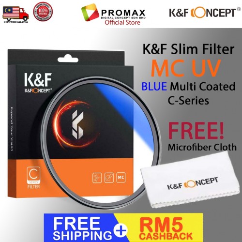 K&F Concept MRC UV MCUV Filter Ultra Slim C-Series Japan Optic Multi Blue Coated