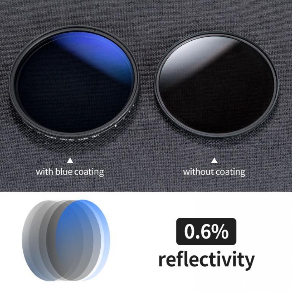 K&F Concept ND2-400 Variable ND Fader ND Filter Multi Layer Blue Coating VND 1-9 stops JAPAN glass K&F Concept ND2-400 Variable ND Fader ND Filter Multi Layer Blue Coating VND 1-9 stops JAPAN glass