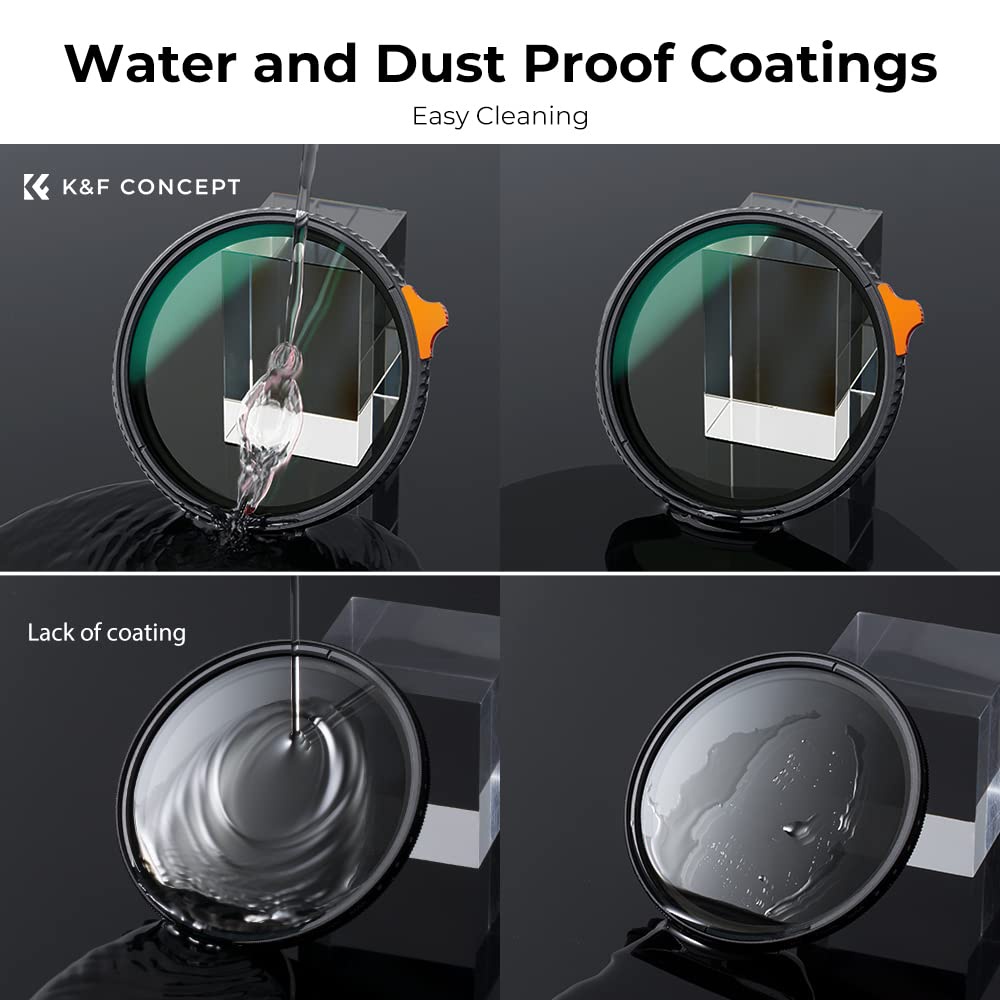 K&F Concept Variable ND Filter ND2-ND400 (9 Stop) VND Filter Waterprof Scratch Resistant Nano-X Series K&F Concept Variable ND Filter ND2-ND400 (9 Stop) VND Filter Waterprof Scratch Resistant Nano-X Series