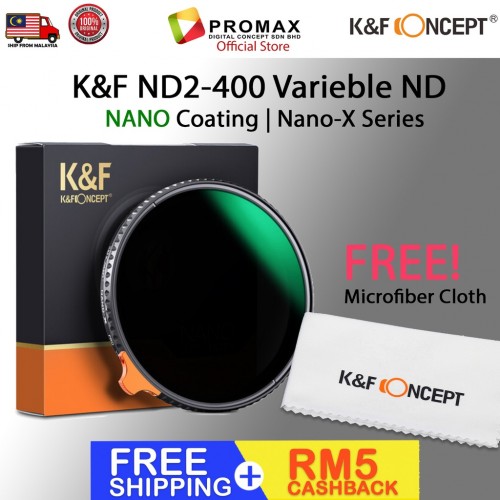 K&F Concept Variable ND Filter ND2-ND400 (9 Stop) VND Filter Waterprof Scratch Resistant Nano-X Series