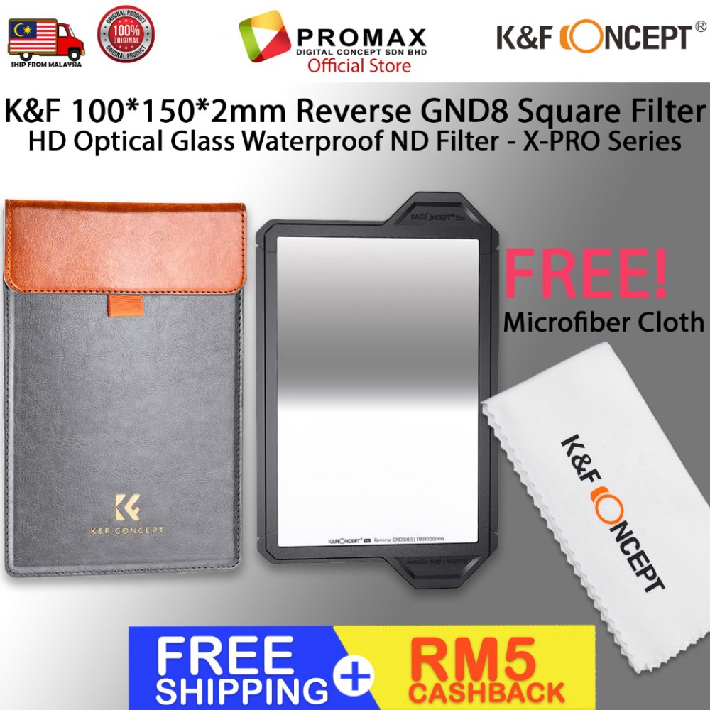 K&F 100*150*2mm Reverse GND8 (3 Stops) Square Filter HD Optical Glass Waterproof ND Filter - X-PRO Series 82mm K&F 100*150*2mm Reverse GND8 (3 Stops) Square Filter HD Optical Glass Waterproof ND Filter - X-PRO Series 82mm