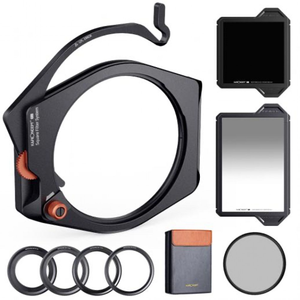 K&F Square Filter Holder System Pro Kit,Filter Holder +95mm CPL +Square ND1000[10stops] +GND8[3stop] + 4 Rings 1808