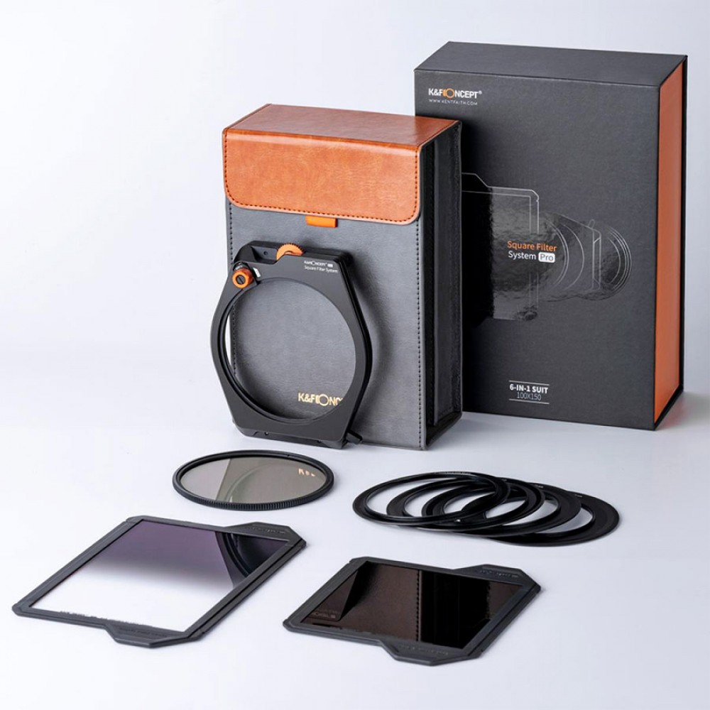 K&F Square Filter Holder System Pro Kit,Filter Holder +95mm CPL +Square ND1000[10stops] +GND8[3stop] + 4 Rings 1808