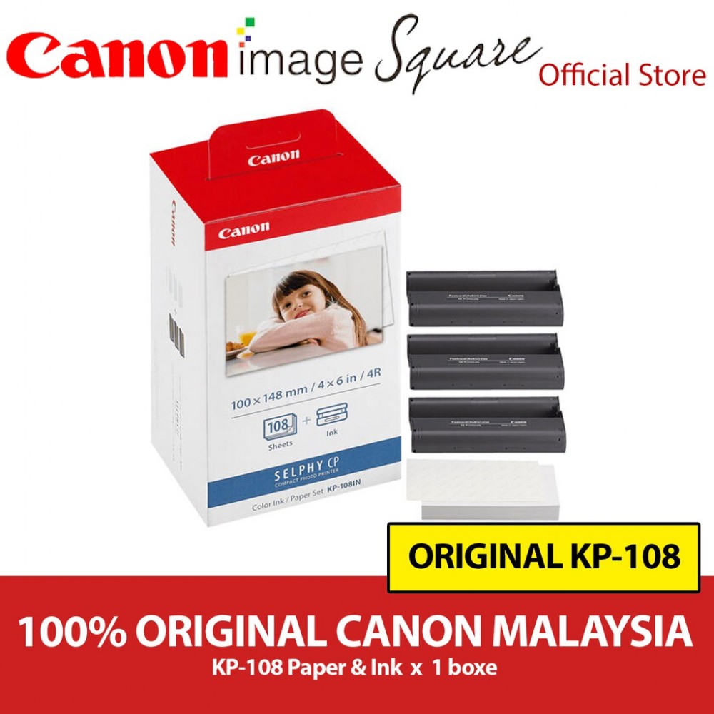Canon Original KP-108IN KP-108 4R Ink & Photo Paper Set for Selphy Printer (108pcs paper & 3 catridge) Canon Original KP-108IN KP-108 4R Ink & Photo Paper Set for Selphy Printer (108pcs paper & 3 catridge)