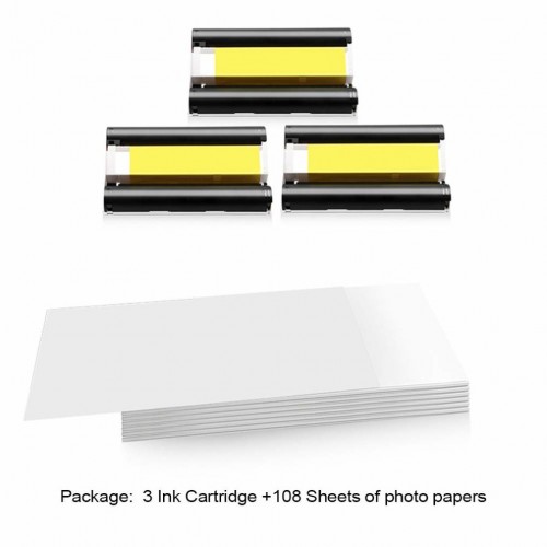 Canon Original KP-108IN KP-108 4R Ink & Photo Paper Set for Selphy Printer (108pcs paper & 3 catridge)