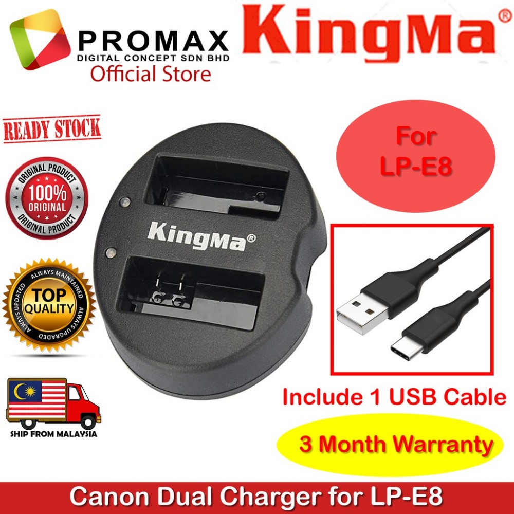 Canon LP-E8 Battery Charger for Canon Camera LP E8 Kingma Dual USB Canon LP-E8 Battery Charger for Canon Camera LP E8 Kingma Dual USB