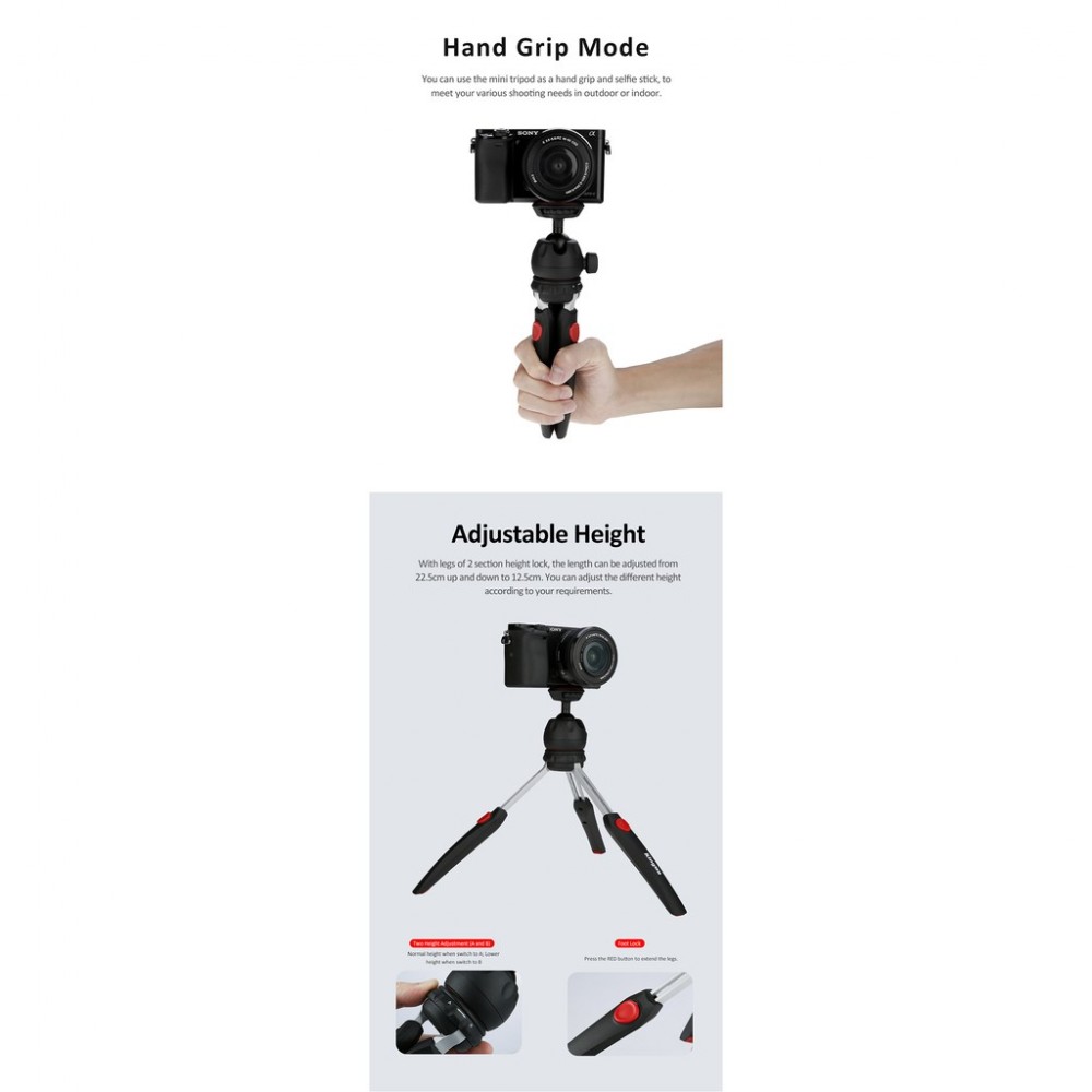KingMa BMU006 PIXI PLUS / PIXI EVO Mini Table Top Tripod for Video Shooting Camera Vlog KingMa BMU006 PIXI PLUS / PIXI EVO Mini Table Top Tripod for Video Shooting Camera Vlog