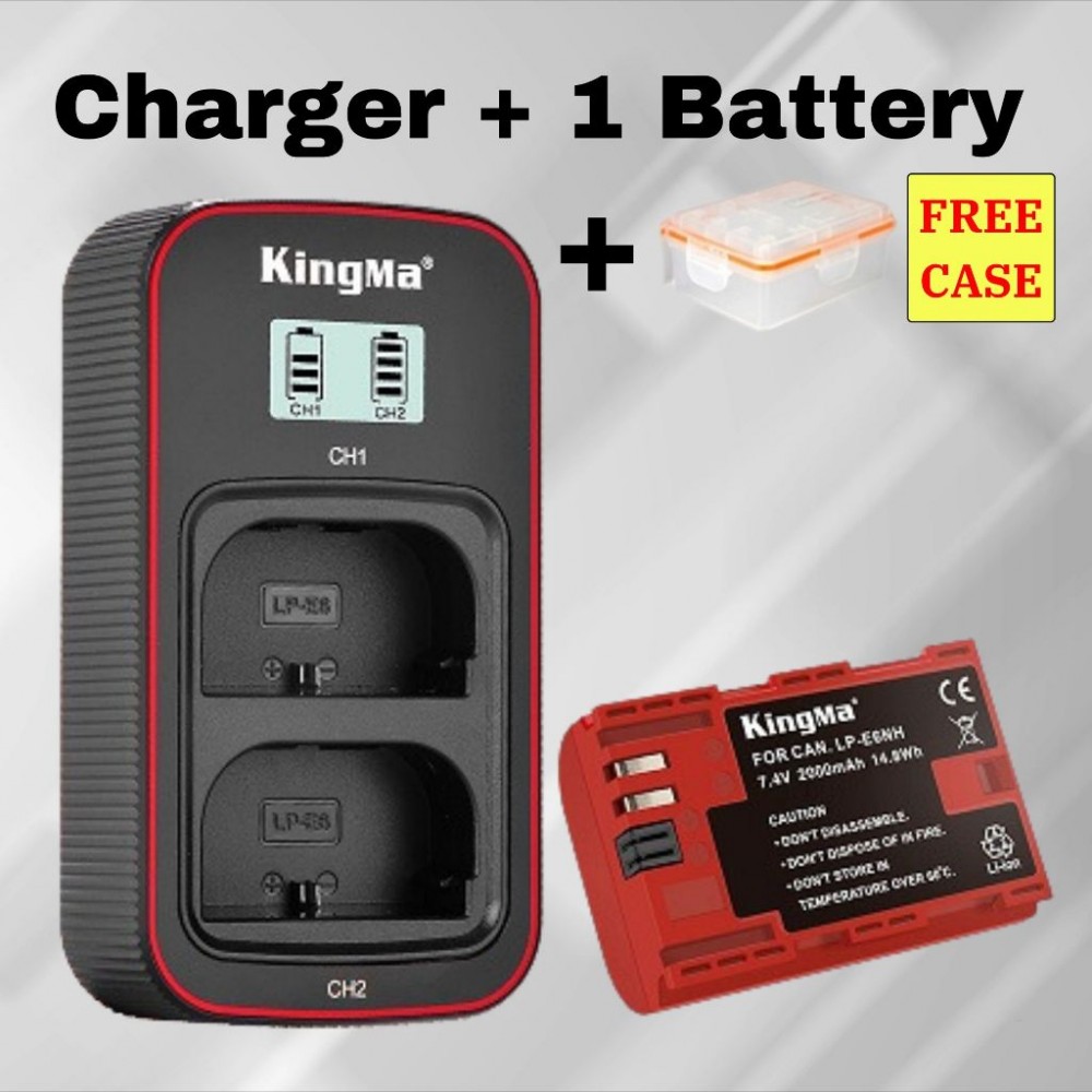 KingMa LP-E6NH 2400mAh Battery with FREE Battery Case / LCD Dual Charger Kit for Canon EOS KingMa LP-E6NH 2400mAh Battery with FREE Battery Case / LCD Dual Charger Kit for Canon EOS