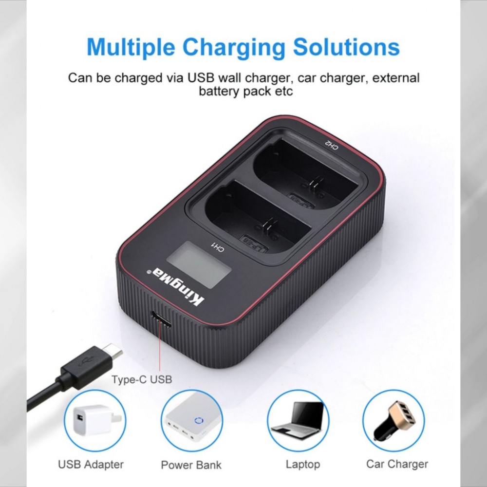 KingMa LP-E6NH 2400mAh Battery with FREE Battery Case / LCD Dual Charger Kit for Canon EOS KingMa LP-E6NH 2400mAh Battery with FREE Battery Case / LCD Dual Charger Kit for Canon EOS