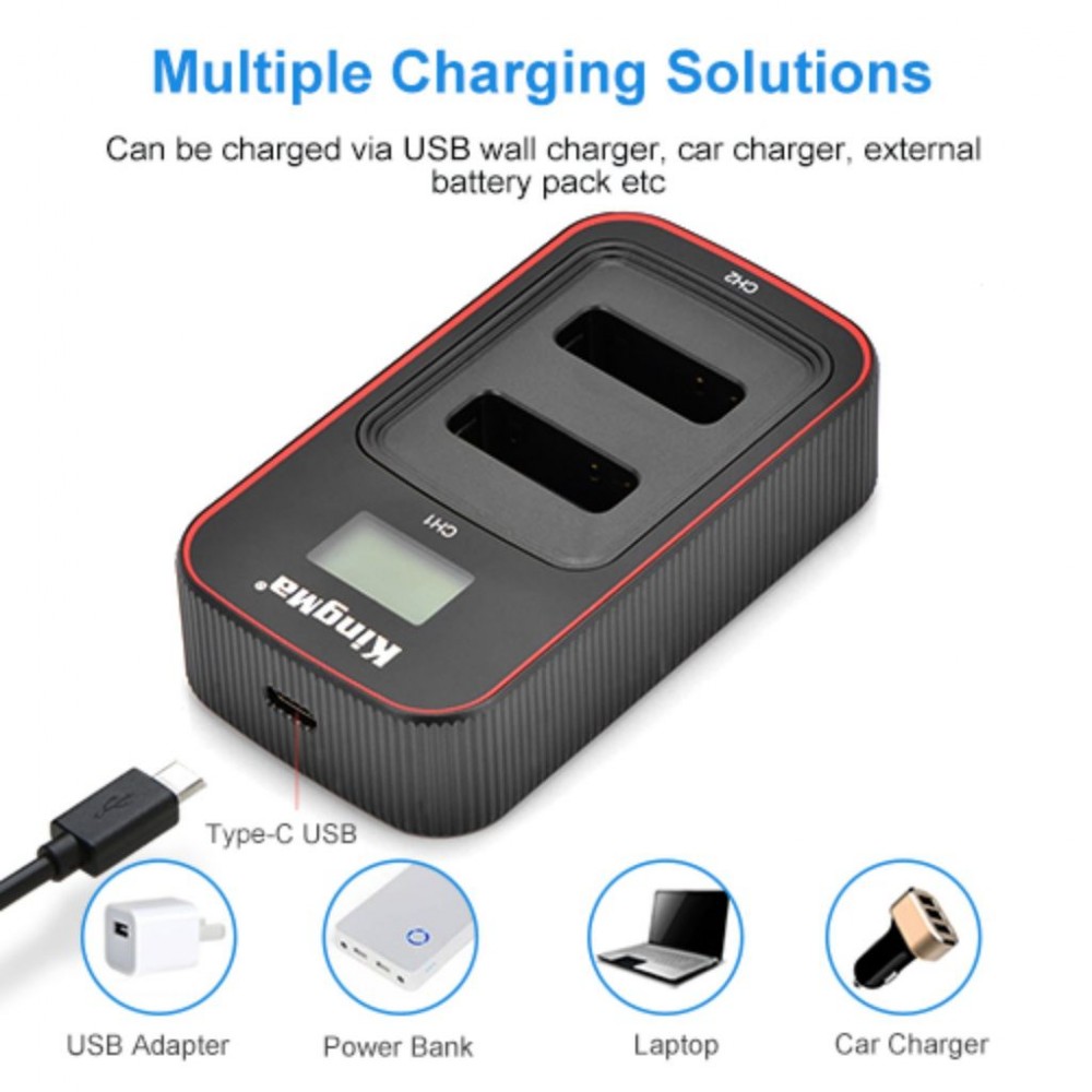 KingMa NB-13L 1010 mAh Battery with FREE battery case / LCD Dual Charger Kit for Canon KingMa NB-13L 1010 mAh Battery with FREE battery case / LCD Dual Charger Kit for Canon