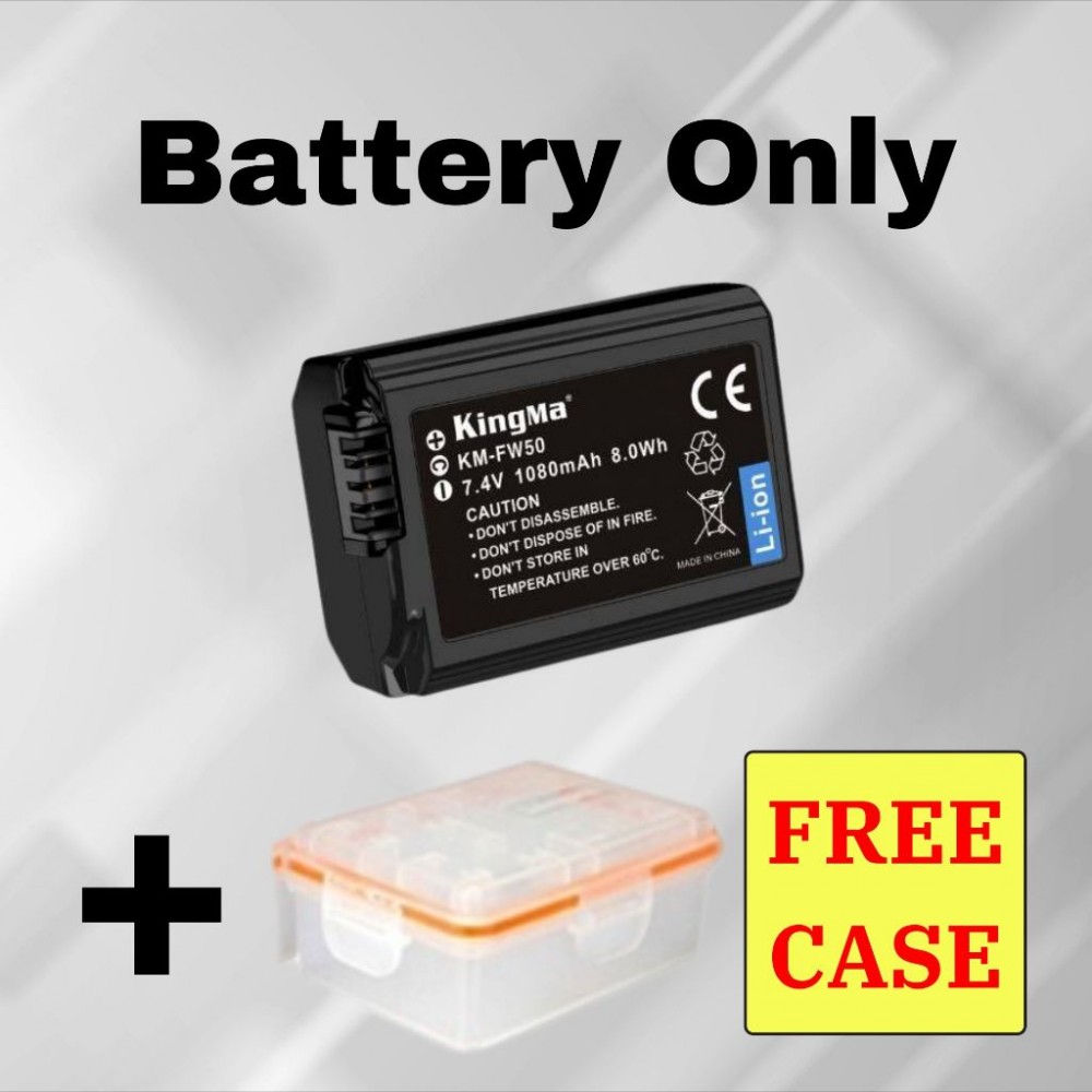 KingMa NP-FW50 1080 mAh Battery with FREE battery case / LCD Dual Charger Kit for Sony KingMa NP-FW50 1080 mAh Battery with FREE battery case / LCD Dual Charger Kit for Sony