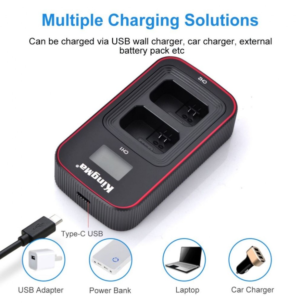 KingMa NP-FW50 1080 mAh Battery with FREE battery case / LCD Dual Charger Kit for Sony KingMa NP-FW50 1080 mAh Battery with FREE battery case / LCD Dual Charger Kit for Sony