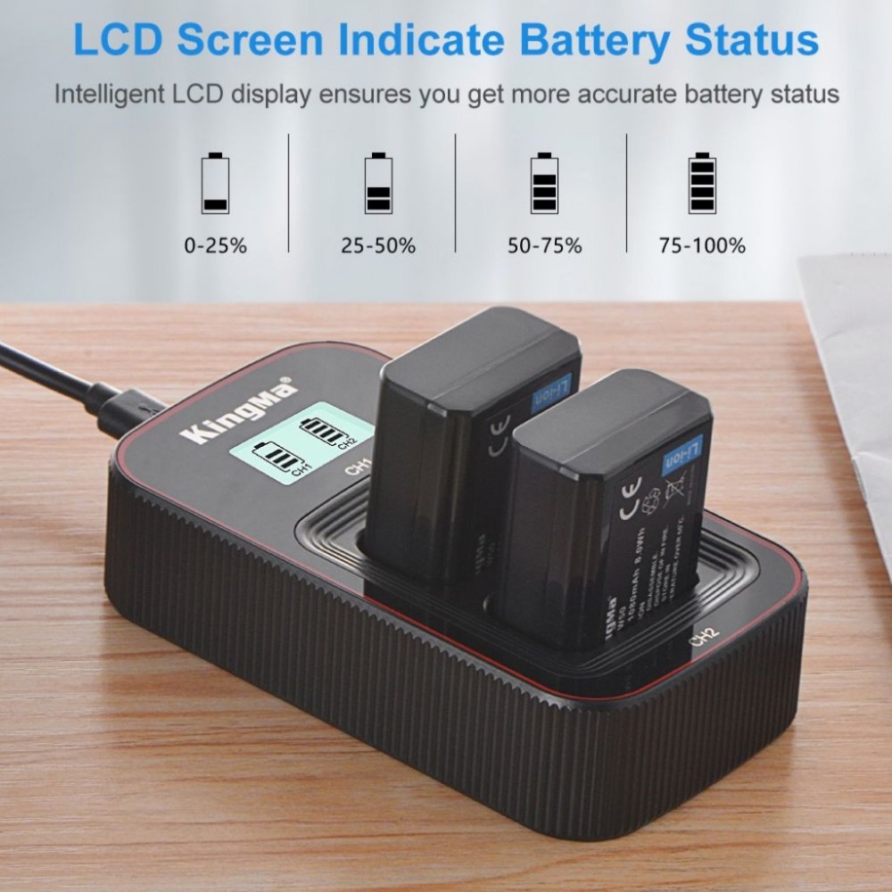 KingMa NP-FW50 1080 mAh Battery with FREE battery case / LCD Dual Charger Kit for Sony KingMa NP-FW50 1080 mAh Battery with FREE battery case / LCD Dual Charger Kit for Sony