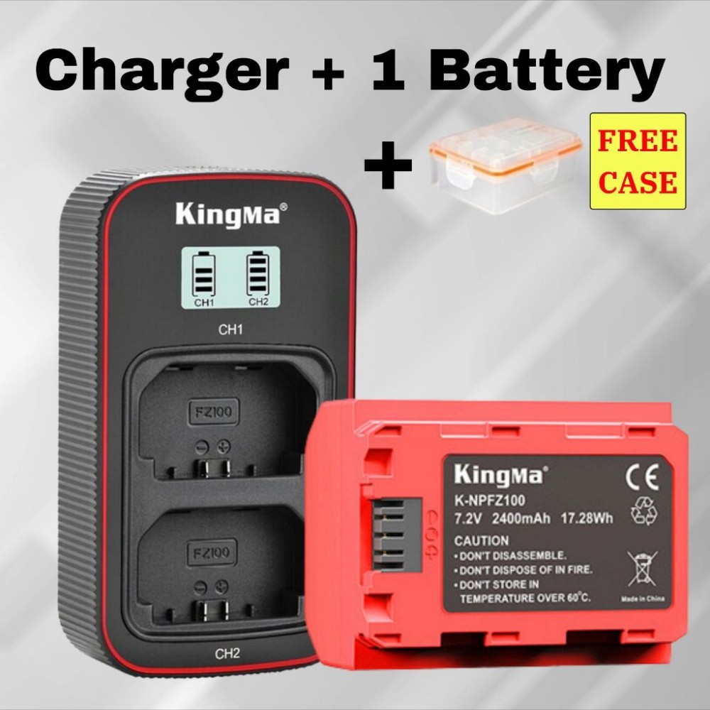 KingMa NP-FZ100 2400mAh Battery with FREE Battery Case / LCD Dual Charger Kit for Sony KingMa NP-FZ100 2400mAh Battery with FREE Battery Case / LCD Dual Charger Kit for Sony