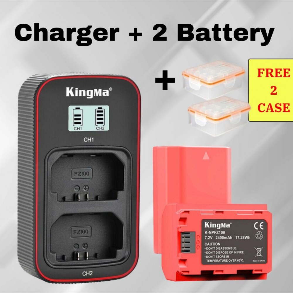 KingMa NP-FZ100 2400mAh Battery with FREE Battery Case / LCD Dual Charger Kit for Sony KingMa NP-FZ100 2400mAh Battery with FREE Battery Case / LCD Dual Charger Kit for Sony