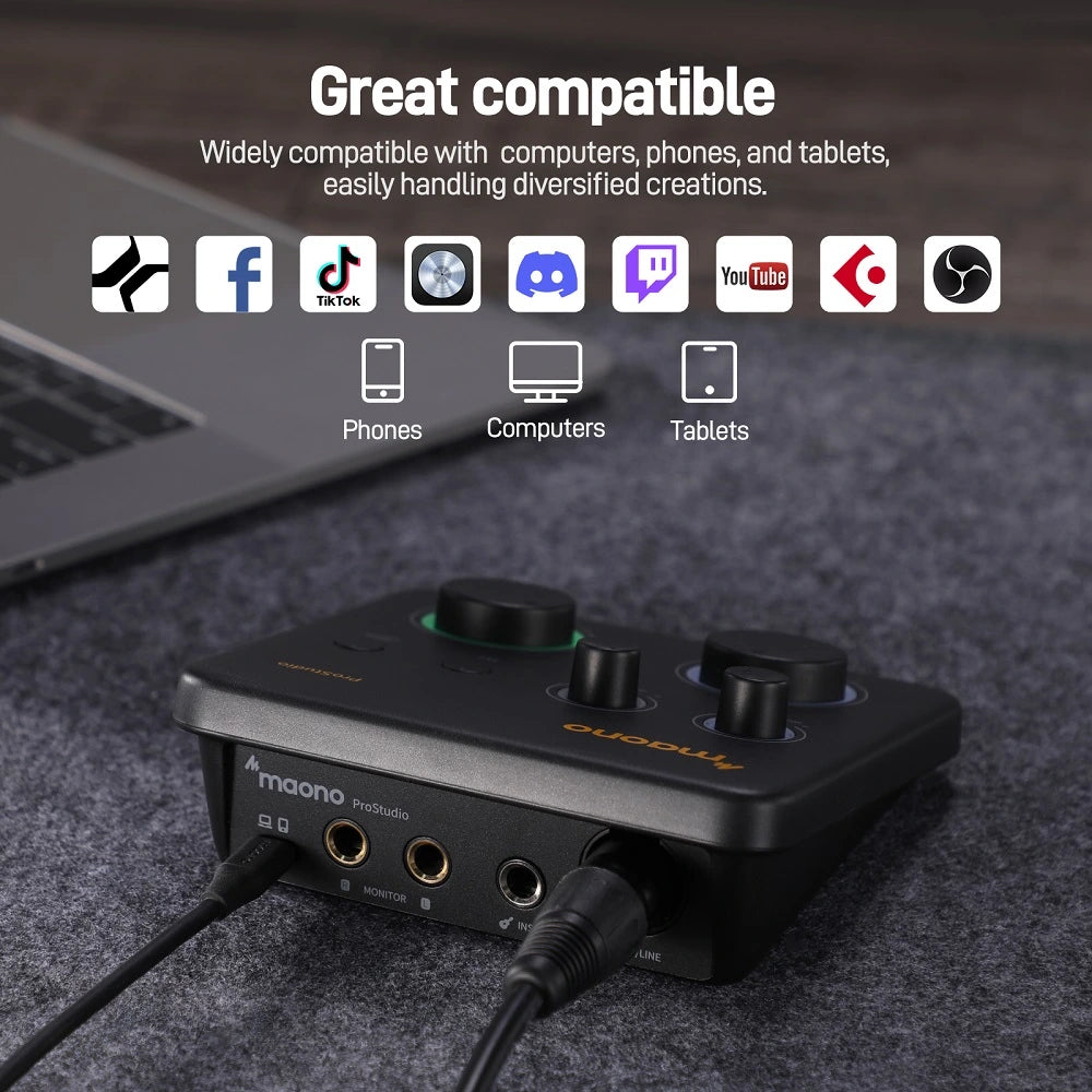 Maono PS22 / PS22 Lite Audio interface with Premium Mic Revamps for Recording, Music Production, Guitar