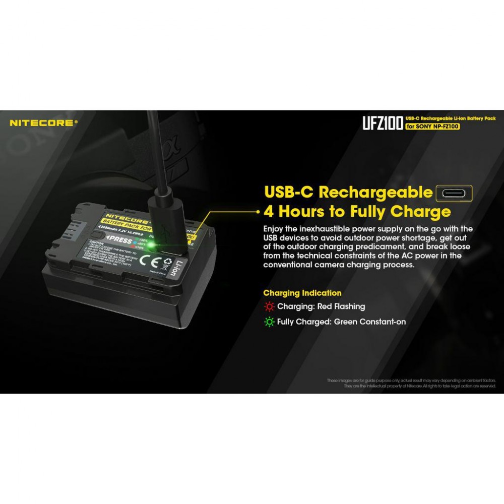 NITECORE UFZ100 USB-C Rechargeable Li-ion Battery NP-FZ100 for Sony α7 III α7R III α7R Ⅳ α7S III α9 α9 II NITECORE UFZ100 USB-C Rechargeable Li-ion Battery NP-FZ100 for Sony α7 III α7R III α7R Ⅳ α7S III α9 α9 II