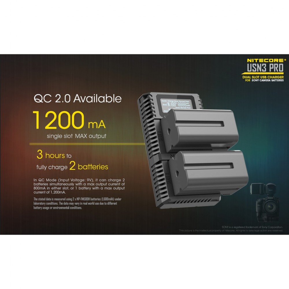 NITECORE USN3 PRO DUAL SLOT USB-C FAST CHARGER FOR MULTIPLE SONY F970 F770 F550 BATTERIES (12 MONTH WARRANTY) NITECORE USN3 PRO DUAL SLOT USB-C FAST CHARGER FOR MULTIPLE SONY F970 F770 F550 BATTERIES (12 MONTH WARRANTY)