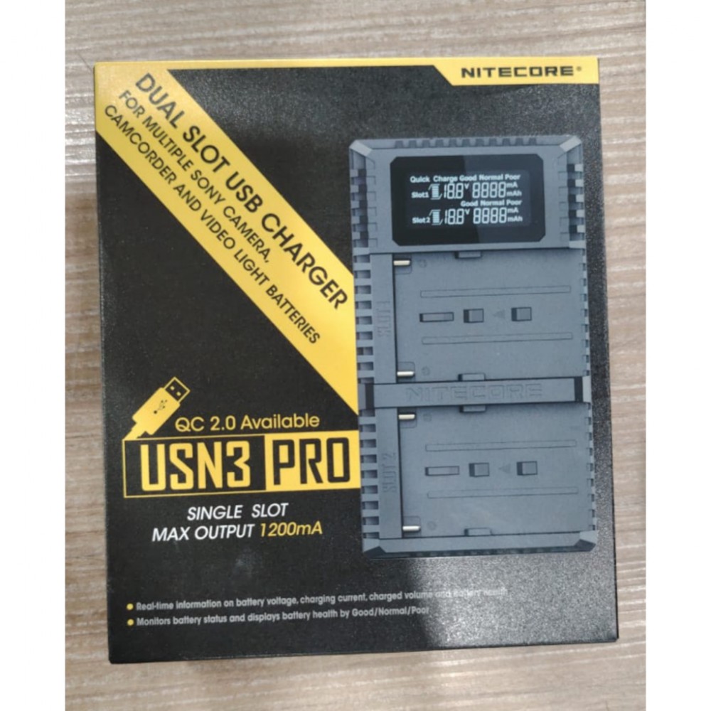 NITECORE USN3 PRO DUAL SLOT USB-C FAST CHARGER FOR MULTIPLE SONY F970 F770 F550 BATTERIES (12 MONTH WARRANTY) NITECORE USN3 PRO DUAL SLOT USB-C FAST CHARGER FOR MULTIPLE SONY F970 F770 F550 BATTERIES (12 MONTH WARRANTY)