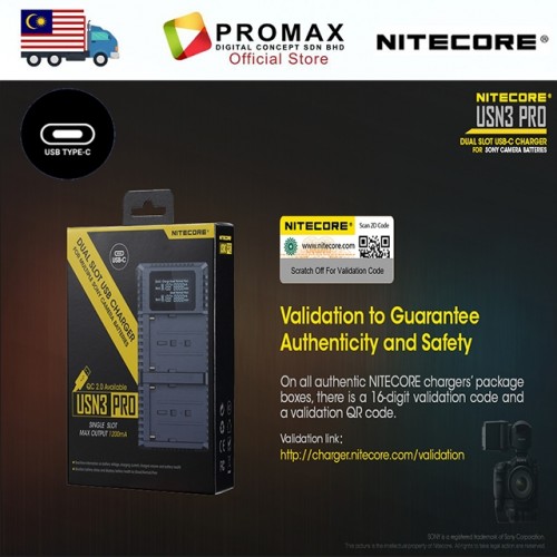 NITECORE USN3 PRO DUAL SLOT USB-C FAST CHARGER FOR MULTIPLE SONY F970 F770 F550 BATTERIES (12 MONTH WARRANTY)