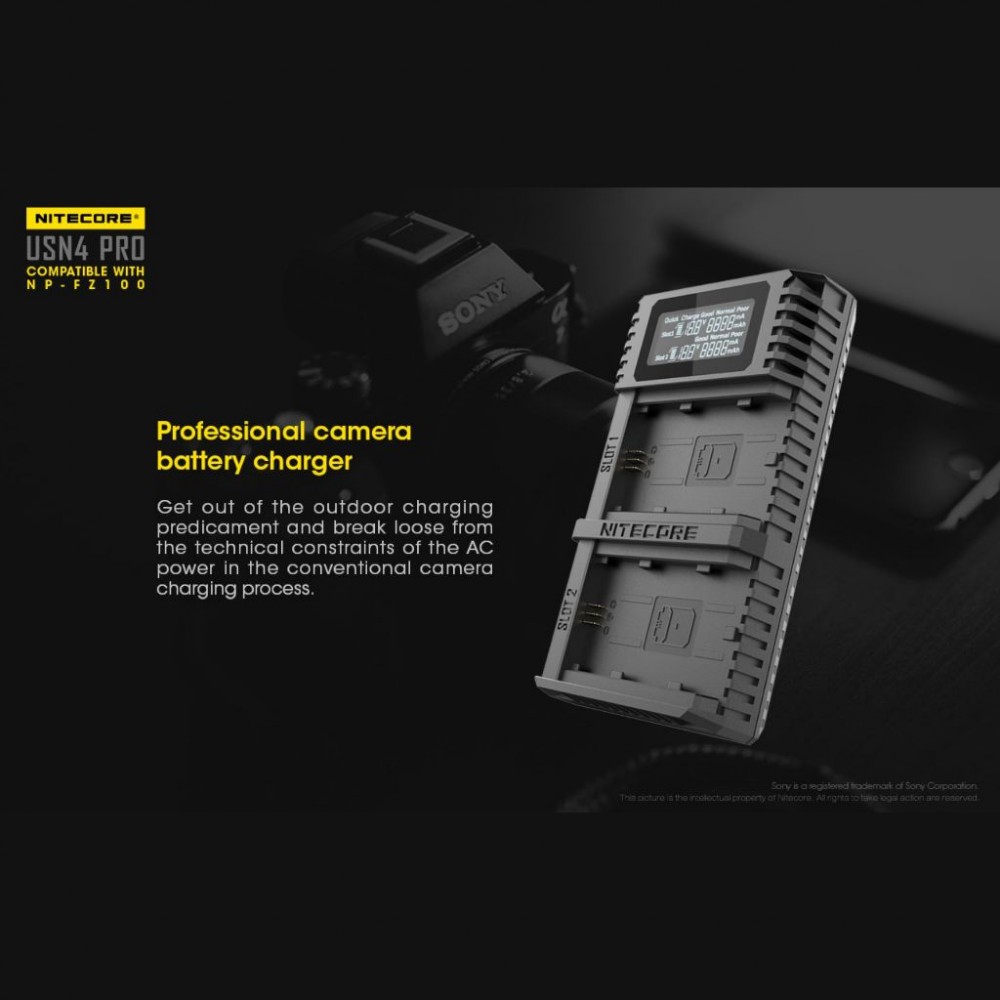 NITECORE USN4 PRO TYPE C USB-C Dual Battery Slots USB Charger for Sony NP-FZ100 NITECORE USN4 PRO TYPE C USB-C Dual Battery Slots USB Charger for Sony NP-FZ100