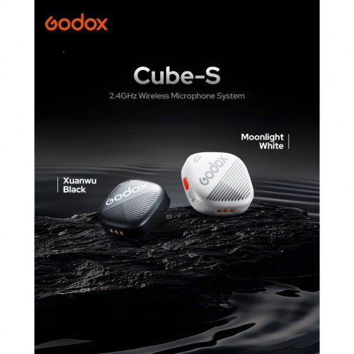Godox Cube-SC Black/White 2-Person Wireless Microphone System with USB-C Connector for Mobile Devices (2.4 GHz).