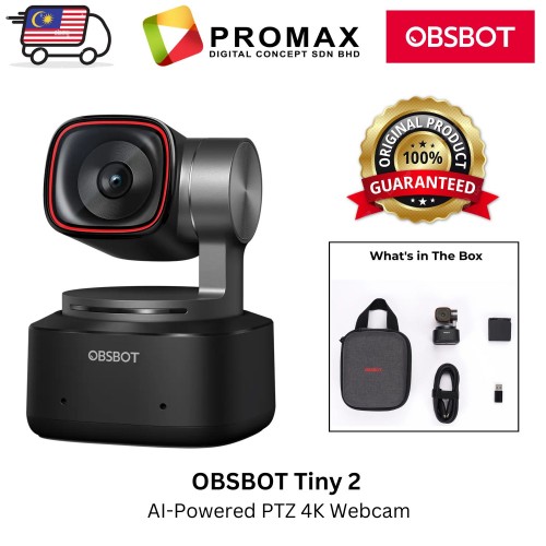 OBSBOT Tiny 2 AI-Powered PTZ 4K Webcam