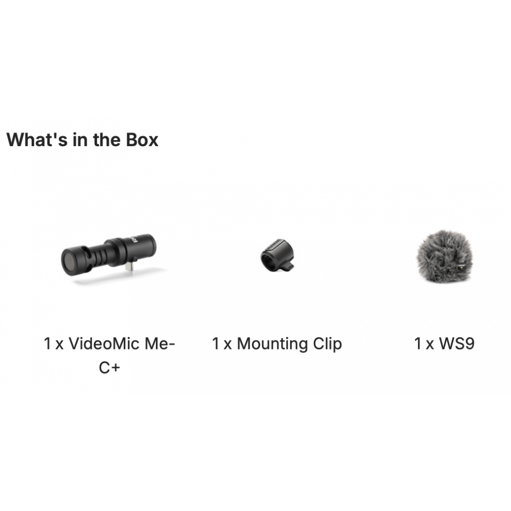 RODE VideoMic Me-C+ microphone for Android and iOS mobile devices with a USB-C port RODE VideoMic Me-C+ microphone for Android and iOS mobile devices with a USB-C port