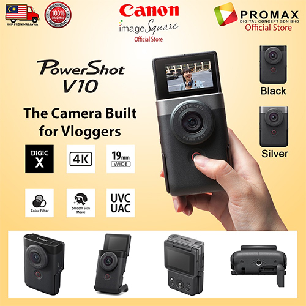 Canon PowerShot V10 Vlog Camera for Content Creators (Black/Silver) Canon Malaysia Warranty Canon PowerShot V10 Vlog Camera for Content Creators (Black/Silver) Canon Malaysia Warranty