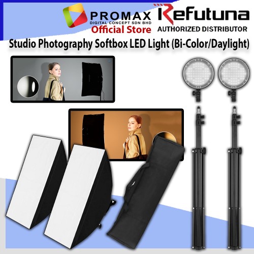 Refutuna Studio videography Photography  Set Softbox Bi Color LED Light Kit 120W Temperature 2700K/5500K