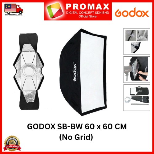 Godox SB-FW SB-BW 60x60cm With Grid Honeycomb Softbox Bowens Mount (100% ORIGINAL GODOX MALAYSIA)