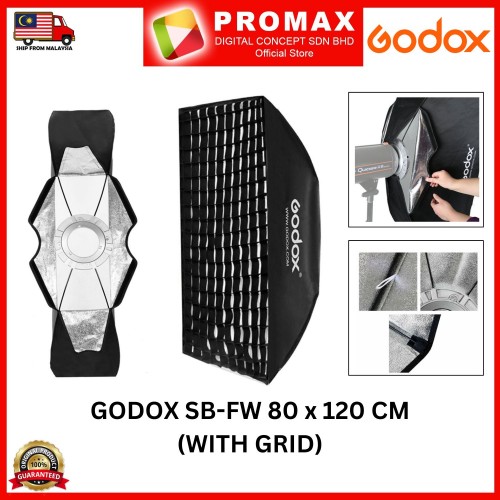 Godox SB-FW SB-BW 80x120cm With Grid Honeycomb Softbox Bowens Mount (100% ORIGINAL GODOX MALAYSIA)