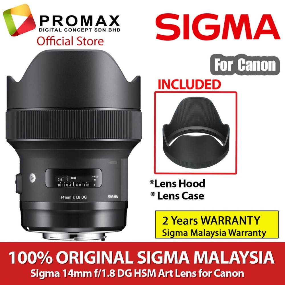 Sigma 14mm f1.8 DG HSM Art Lens for Canon EF (SIGMA MALAYSIA 2 YEARS WARRANTY) Sigma 14mm f1.8 DG HSM Art Lens for Canon EF (SIGMA MALAYSIA 2 YEARS WARRANTY)