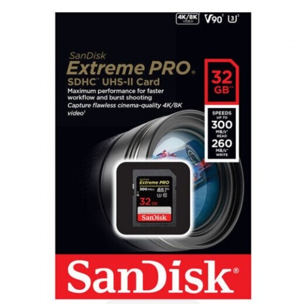 SanDisk Extreme PRO UHS-II V90 U3 300MB/s 256GB/ 128GB / 64GB / 32GB SDXC Memory Card SanDisk Extreme PRO UHS-II V90 U3 300MB/s 256GB/ 128GB / 64GB / 32GB SDXC Memory Card