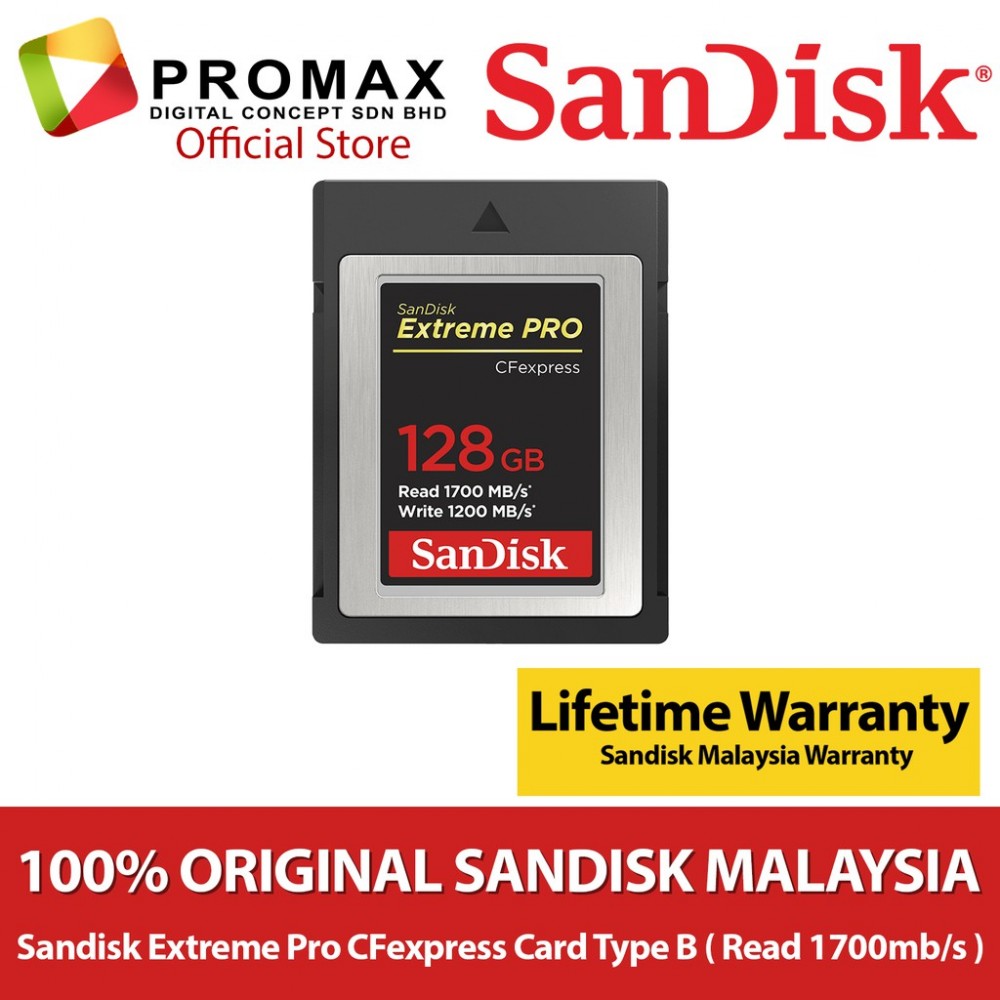 Sandisk Extreme Pro CF EXPRESS 64GB / 128GB / 256GB / 512GB CFexpress Memory Card Type B 1700mb/s Sandisk Extreme Pro CF EXPRESS 64GB / 128GB / 256GB / 512GB CFexpress Memory Card Type B 1700mb/s