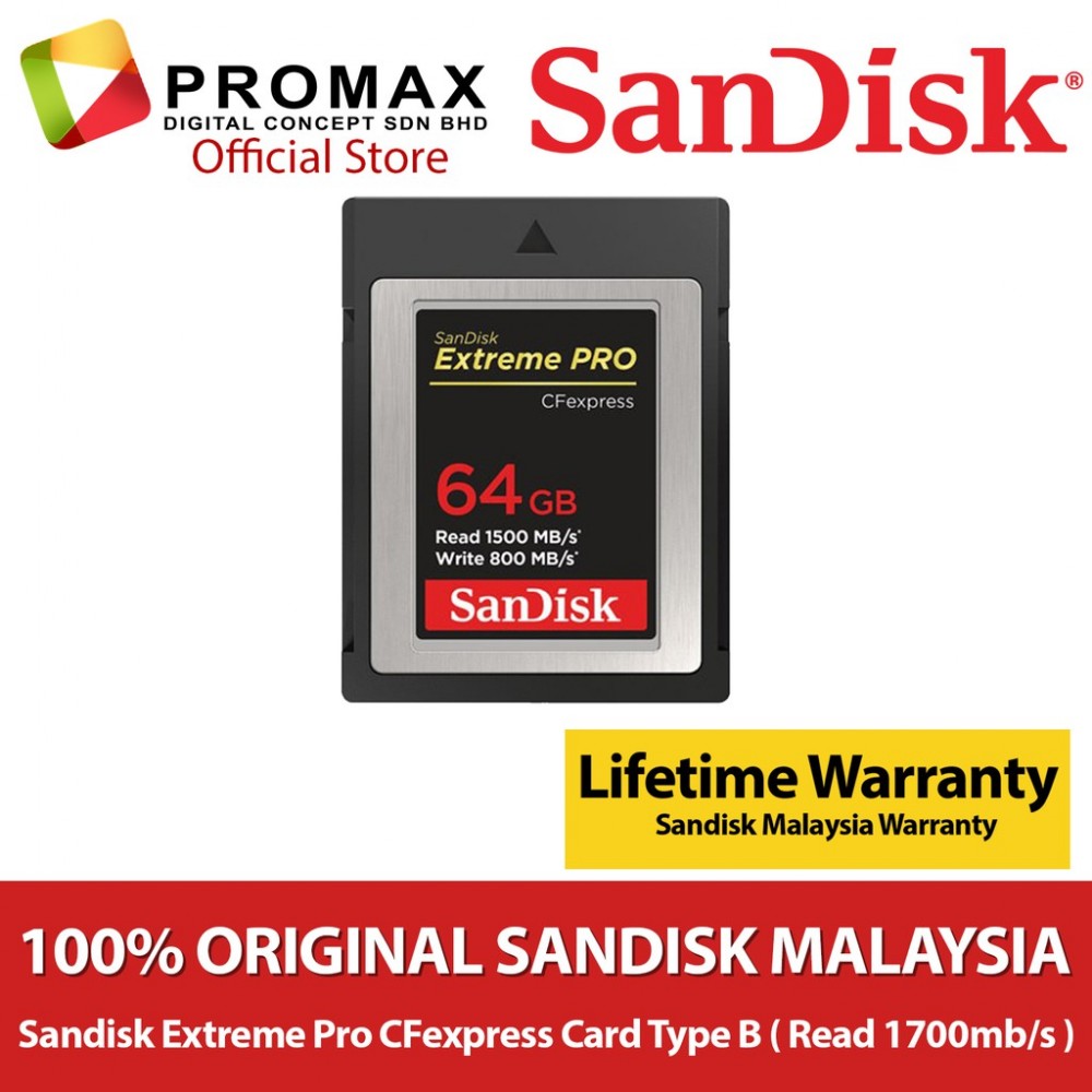 Sandisk Extreme Pro CF EXPRESS 64GB / 128GB / 256GB / 512GB CFexpress Memory Card Type B 1700mb/s Sandisk Extreme Pro CF EXPRESS 64GB / 128GB / 256GB / 512GB CFexpress Memory Card Type B 1700mb/s