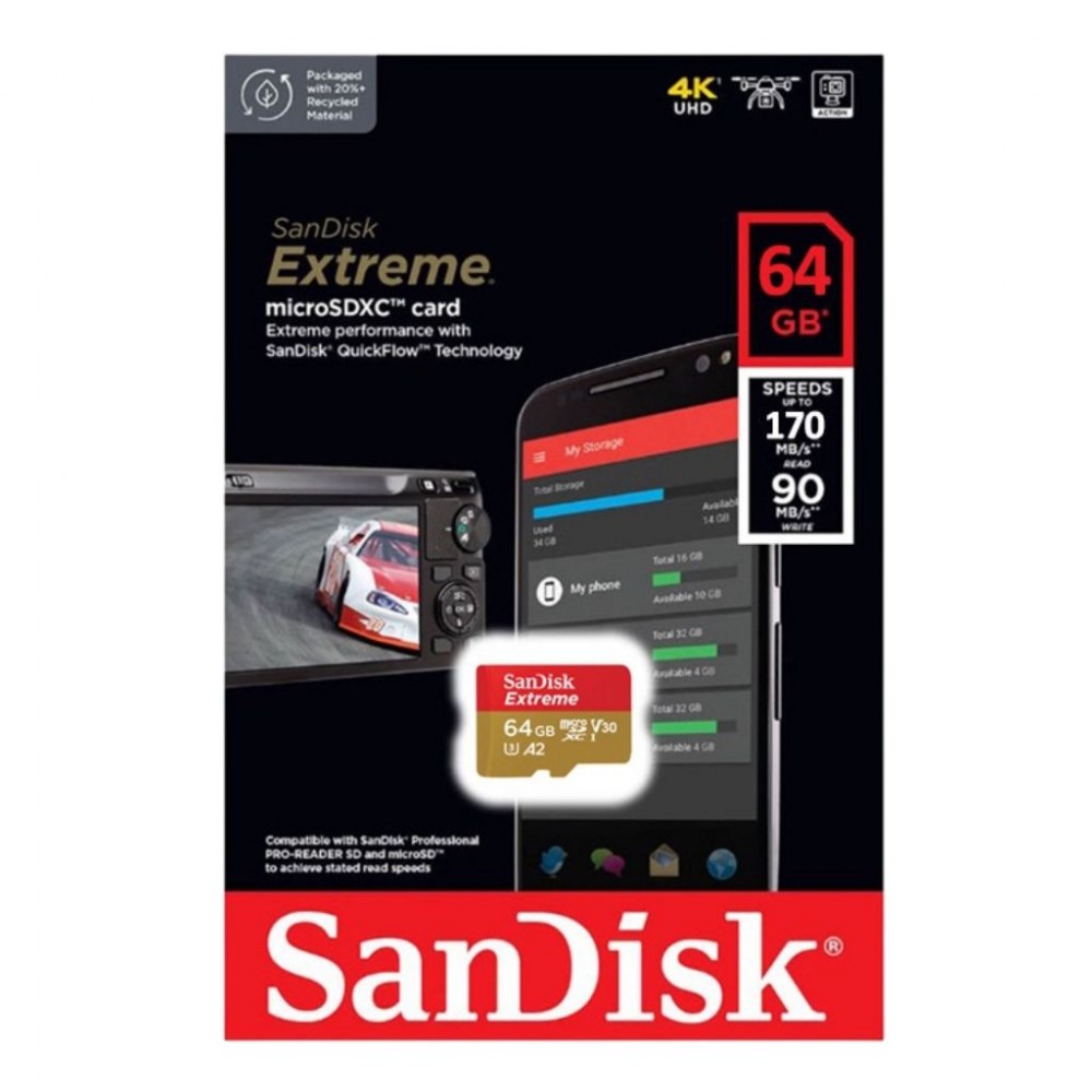 SANDISK MICRO SD SDXC Extreme A2 Memory Card (32GB/64GB/128GB/256GB) SANDISK MICRO SD SDXC Extreme A2 Memory Card (32GB/64GB/128GB/256GB)