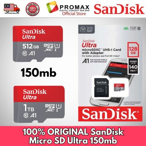 SanDisk Ultra microSD UHS-I Card for Smartphone & Tablets (512GB/1TB) 150mb micro sd