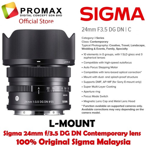 Sigma 24mm f3.5 DG DN Contemporary lens for Sony E-mount 100% Original Malaysia