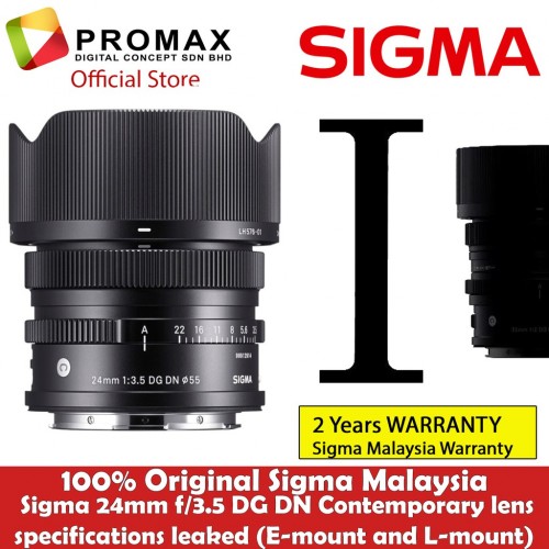 Sigma 24mm f3.5 DG DN Contemporary lens for Sony E-mount 100% Original Malaysia