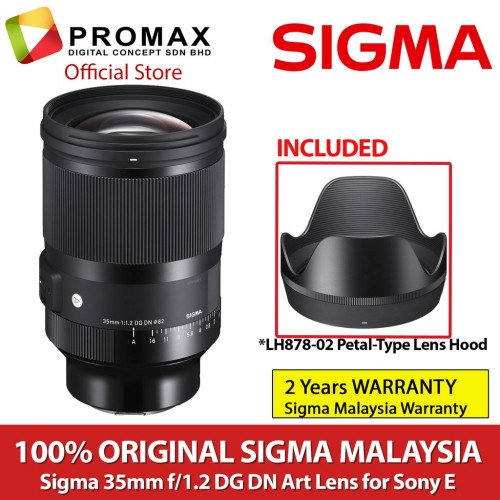 Sigma 35mm f1.2 DG DN ART Lens for Sony E (SIGMA MALAYSIA 3 YEARS WARRANTY)
