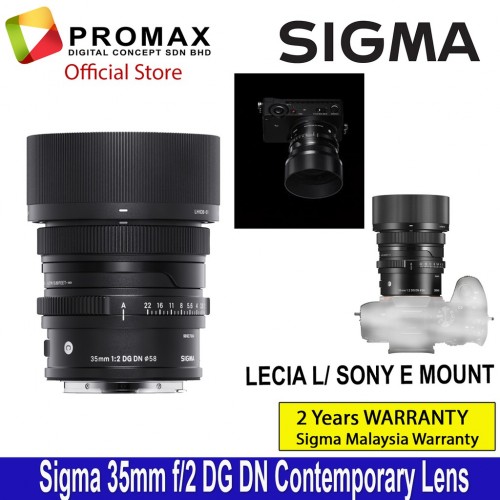 Sigma 35mm f2 DG DN Contemporary Lens for Sony E Mount (Sigma 2 years Malaysia warranty)