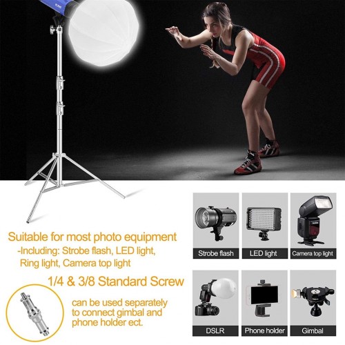 Stainless Steel 2.8 meter Heavy Duty Light Stand + telescopic boom arm for Studio