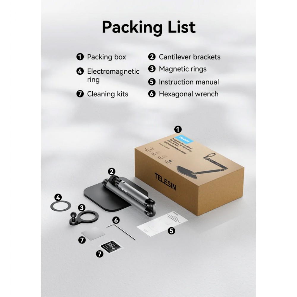 TELESIN P3-DS-01 P3-DS-02 Mobile Video Live Streaming Desktop Magnetic Stand Clamping Stand with Magsafe for Phones Live TELESIN P3-DS-01 P3-DS-02 Mobile Video Live Streaming Desktop Magnetic Stand Clamping Stand with Magsafe for Phones Live
